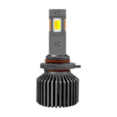 LUMENO LED headlight bulb for automotive lighting with cooling fan.