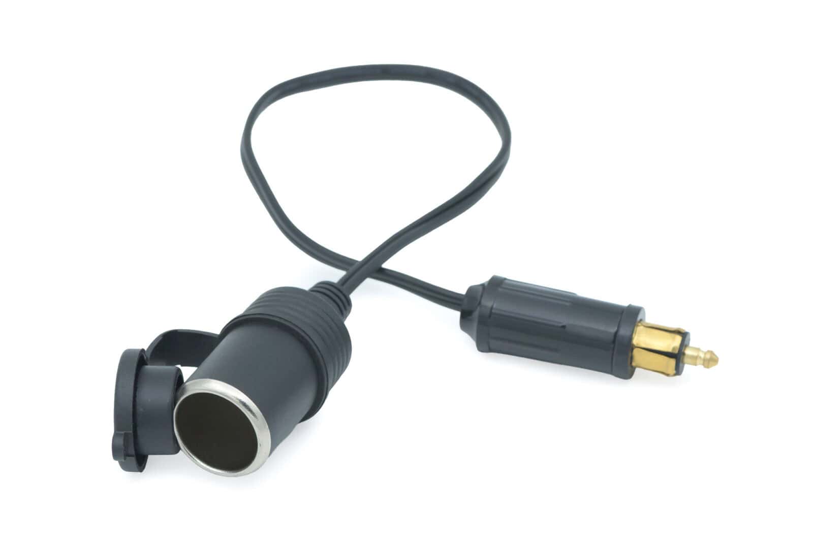 Car cigarette lighter adapter with power socket and cable for LED lighting.