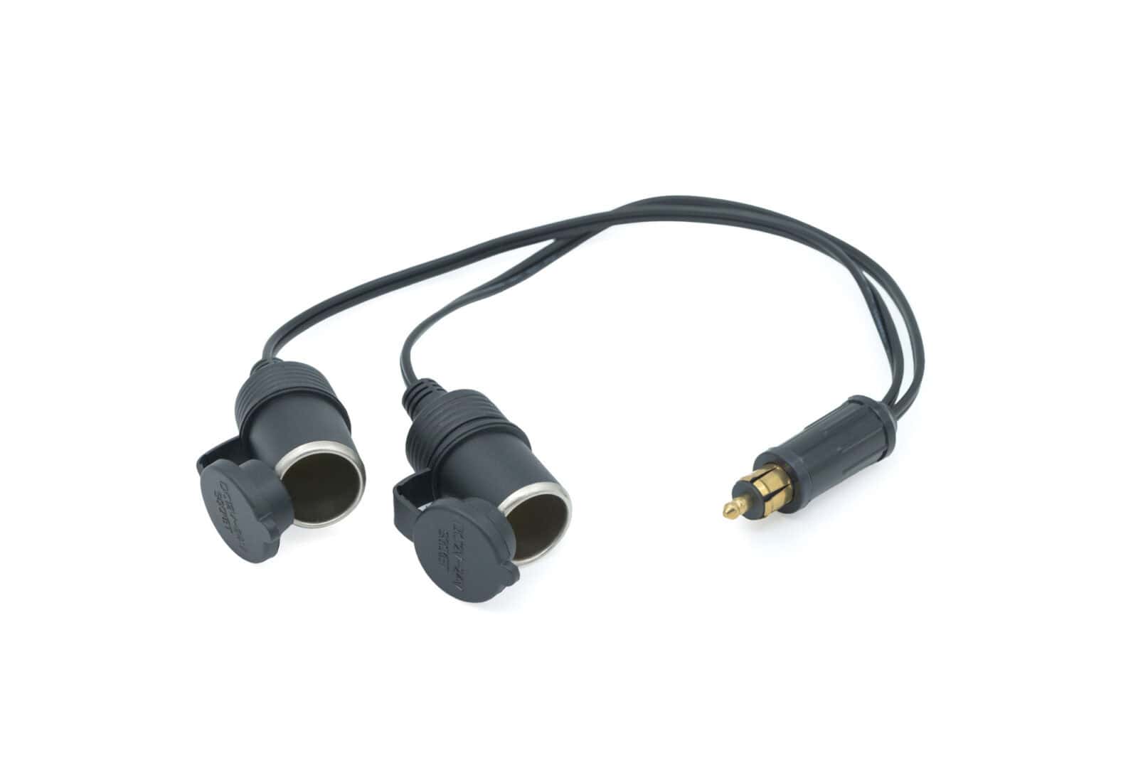 Hella to dual lighter socket adapter for vehicle power accessories.