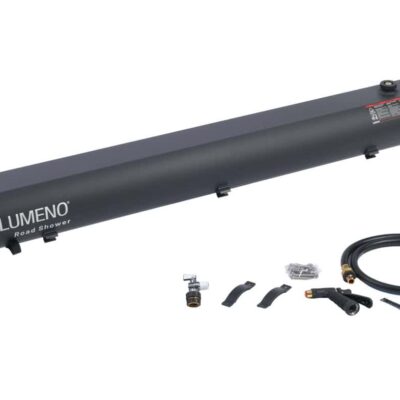 LUMENO Roadshower portable water heater for outdoor camping and vehicles.