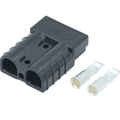 50 Amp square connector in black for electrical wiring.