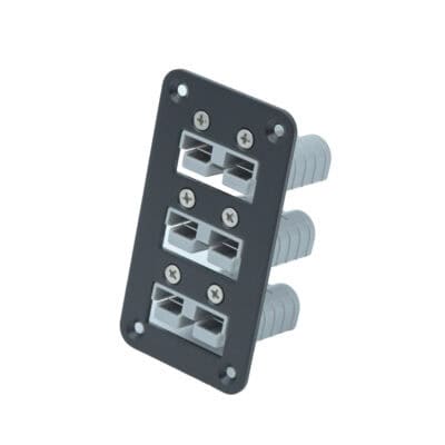 Triple socket electrical connector panel for LED lighting installations.