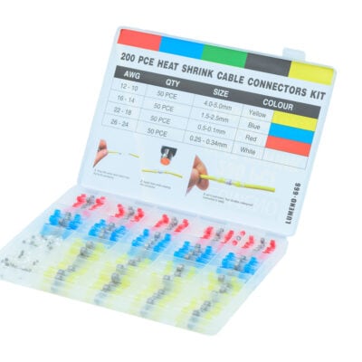200 Pcs Heat Shrink Cable Connectors Kit for electrical wiring.