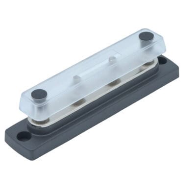 150A negative bus bar for electrical connections and distribution.