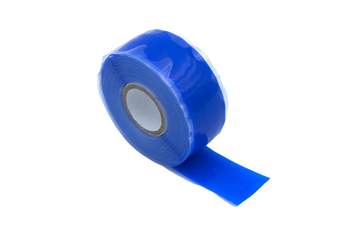 Blue stretch and seal tape for waterproof sealing and insulation.